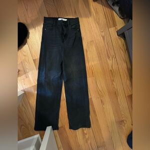 Black grey hidden jeans, high waisted and wider leg boot cut